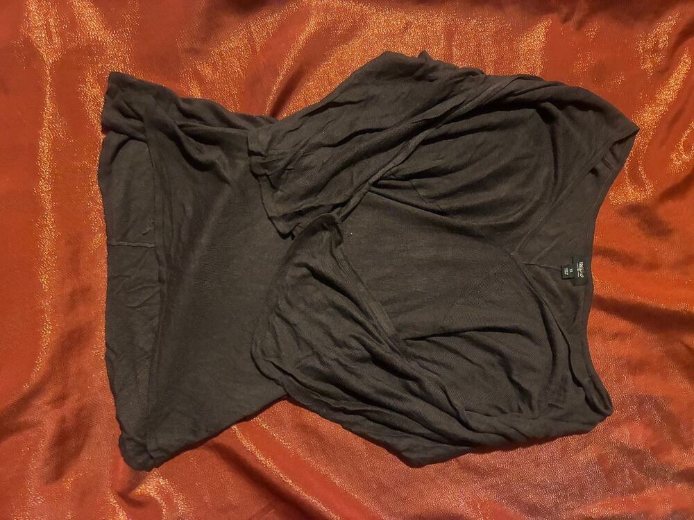 Womens Knit Dolman Sleeve Top XL V Neck Draped Front Lightweight Brown Casual